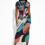 James Baldwin Let The Truth Stand Tall Short Sleeve Bodycon Dress Retro Pop Art Vintage Book Writer Portrait