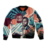 James Baldwin Let The Truth Stand Tall Sleeve Zip Bomber Jacket Retro Pop Art Vintage Book Writer Portrait