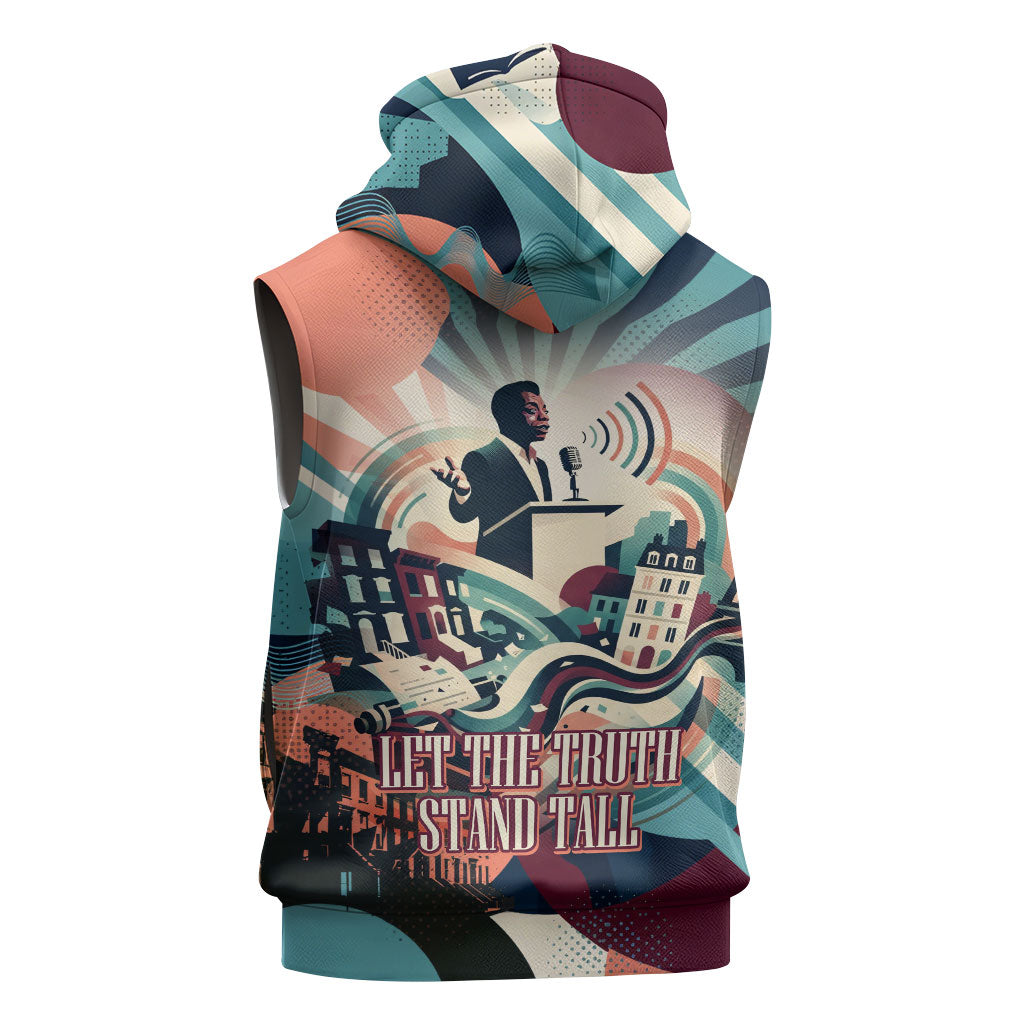 James Baldwin Let The Truth Stand Tall Sleeveless Hoodie Retro Pop Art Vintage Book Writer Portrait