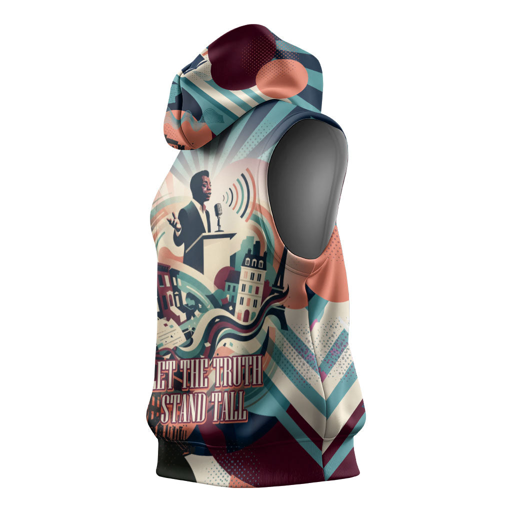 James Baldwin Let The Truth Stand Tall Sleeveless Hoodie Retro Pop Art Vintage Book Writer Portrait