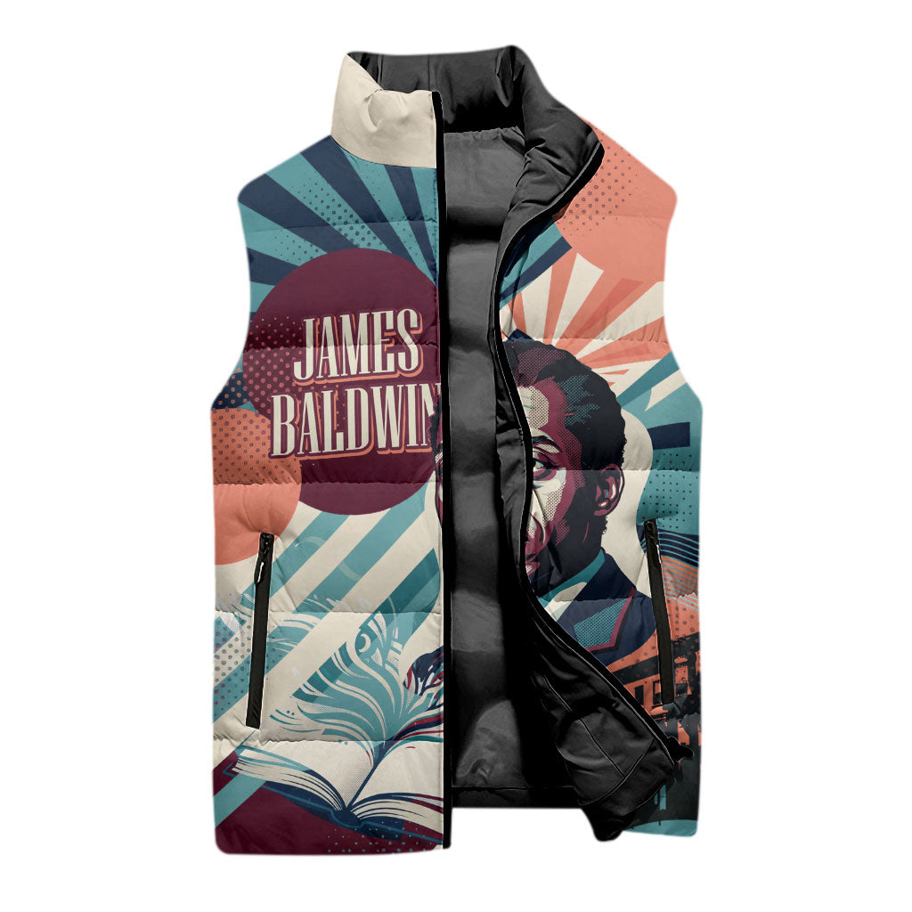 James Baldwin Let The Truth Stand Tall Sleeveless Puffer Jacket Retro Pop Art Vintage Book Writer Portrait