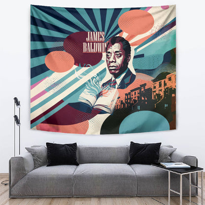 James Baldwin Let The Truth Stand Tall Tapestry Retro Pop Art Vintage Book Writer Portrait