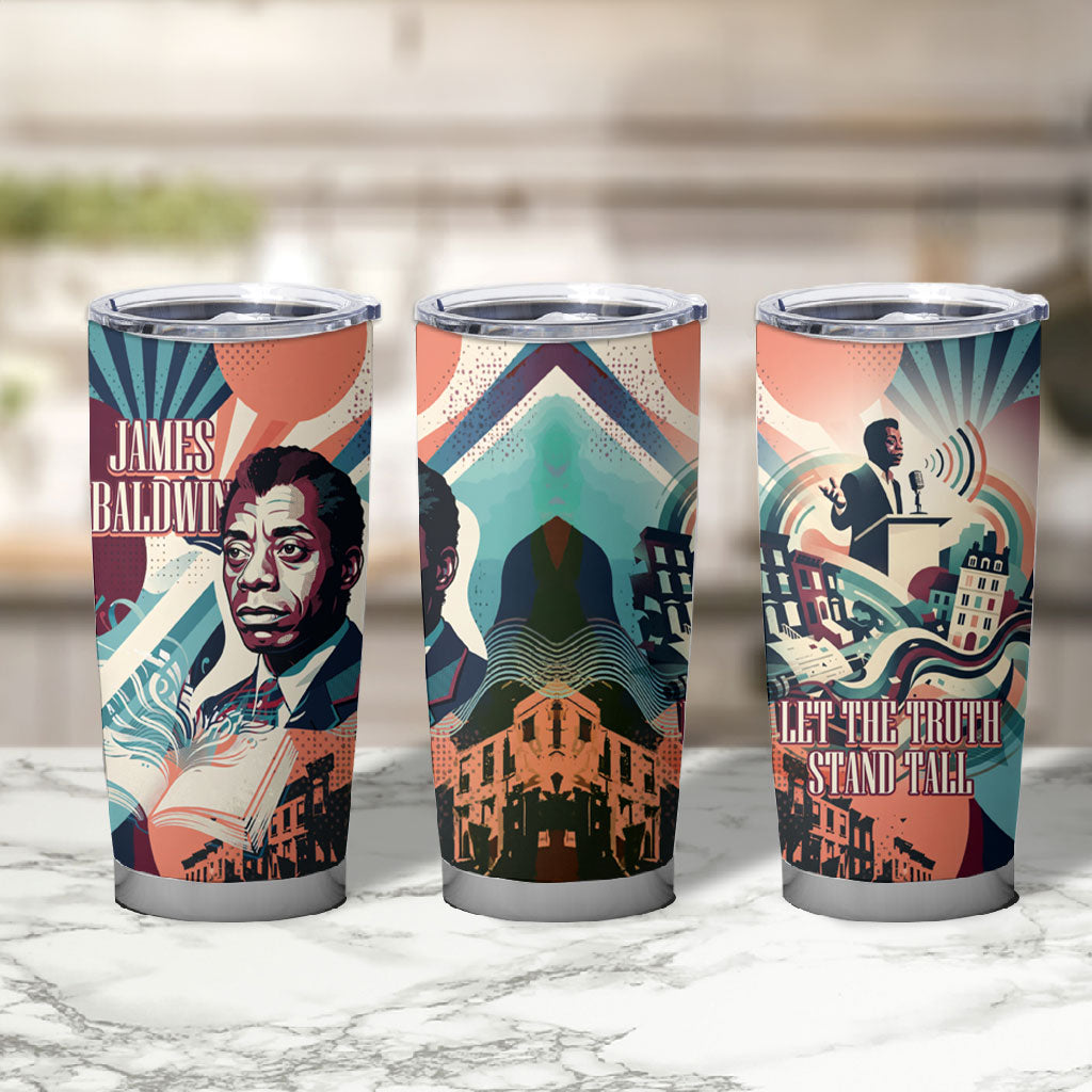 James Baldwin Let The Truth Stand Tall Tumbler Cup Retro Pop Art Vintage Book Writer Portrait