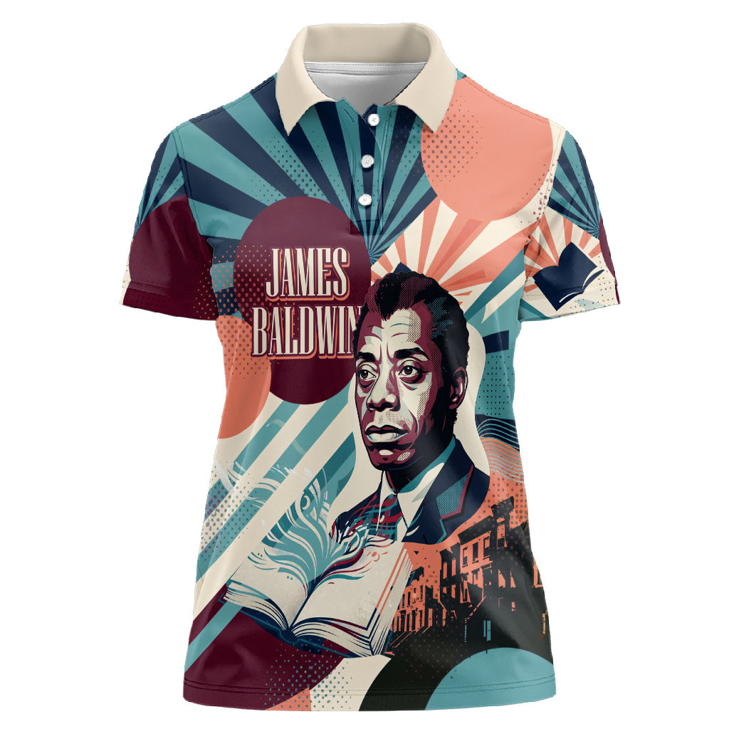 James Baldwin Let The Truth Stand Tall Women Polo Shirt Retro Pop Art Vintage Book Writer Portrait