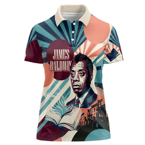 James Baldwin Let The Truth Stand Tall Women Polo Shirt Retro Pop Art Vintage Book Writer Portrait