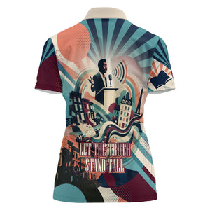 James Baldwin Let The Truth Stand Tall Women Polo Shirt Retro Pop Art Vintage Book Writer Portrait