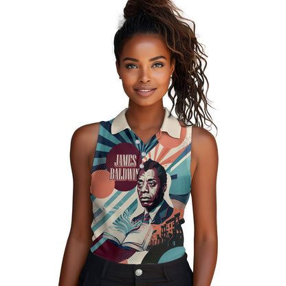 James Baldwin Let The Truth Stand Tall Women Sleeveless Polo Shirt Retro Pop Art Vintage Book Writer Portrait