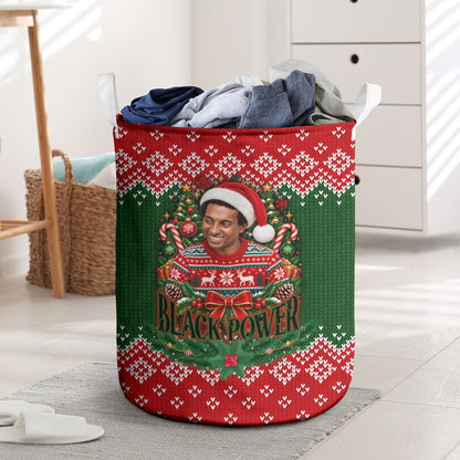 Stokely Carmichael Black Power Christmas Laundry Basket Retro Knit Pattern Civil Rights Voting Quote Art