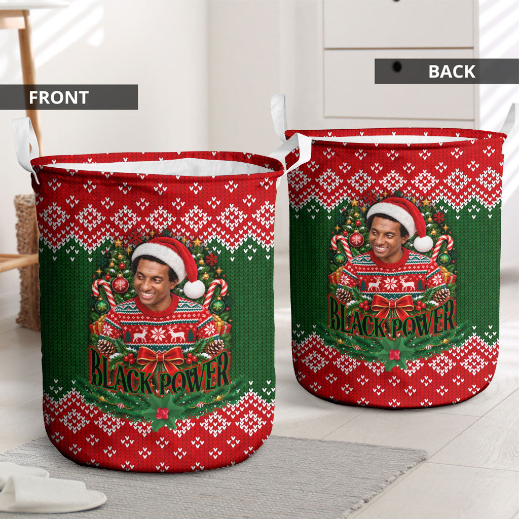 Stokely Carmichael Black Power Christmas Laundry Basket Retro Knit Pattern Civil Rights Voting Quote Art