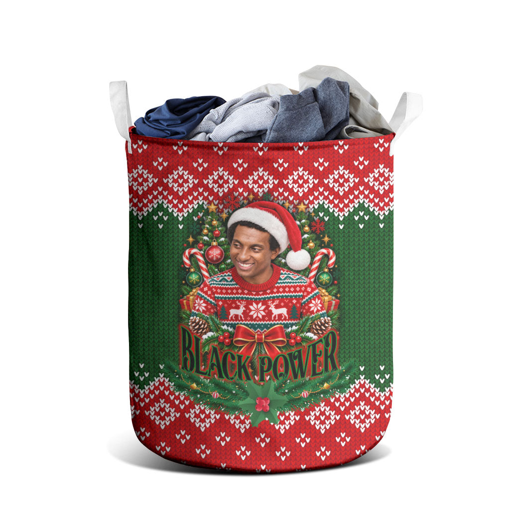 Stokely Carmichael Black Power Christmas Laundry Basket Retro Knit Pattern Civil Rights Voting Quote Art