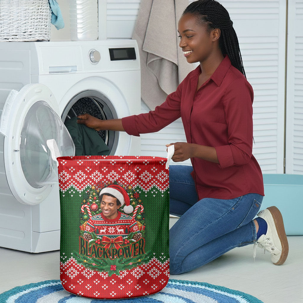 Stokely Carmichael Black Power Christmas Laundry Basket Retro Knit Pattern Civil Rights Voting Quote Art