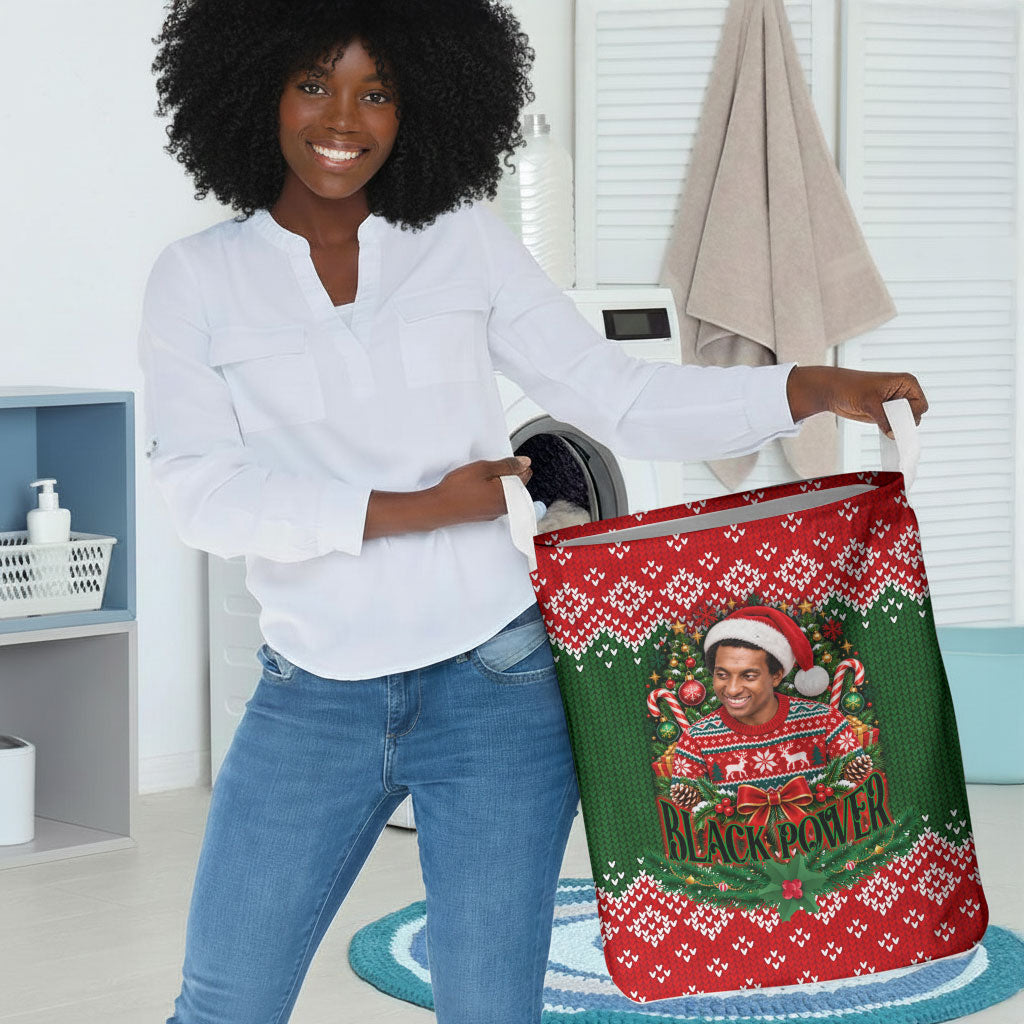 Stokely Carmichael Black Power Christmas Laundry Basket Retro Knit Pattern Civil Rights Voting Quote Art