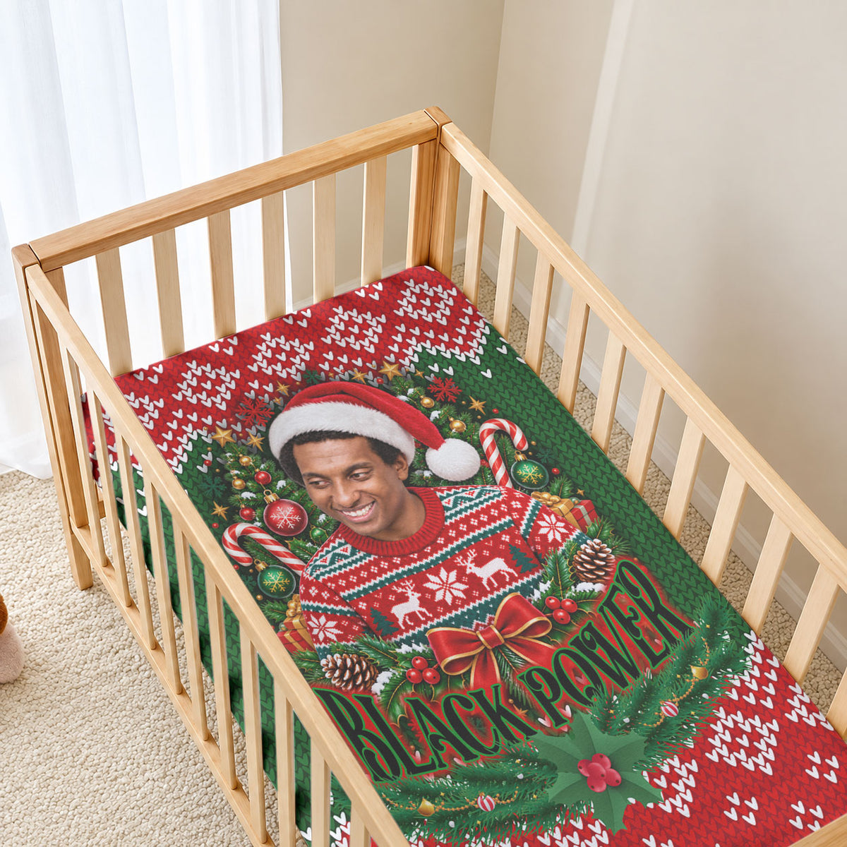Stokely Carmichael Black Power Christmas Baby Bed Cover Retro Knit Pattern Civil Rights Voting Quote Art