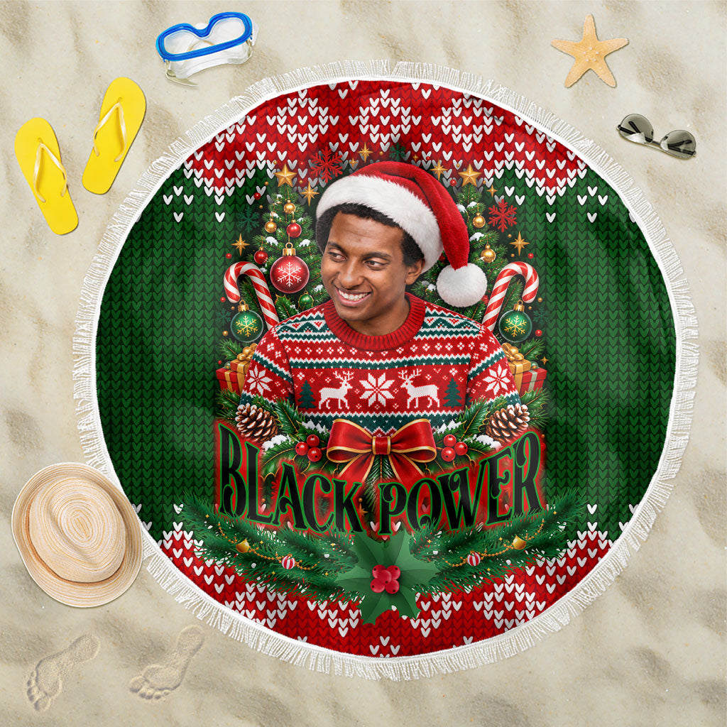 Stokely Carmichael Black Power Christmas Beach Blanket Retro Knit Pattern Civil Rights Voting Quote Art
