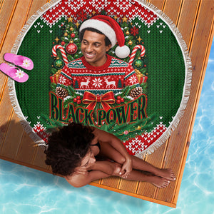 Stokely Carmichael Black Power Christmas Beach Blanket Retro Knit Pattern Civil Rights Voting Quote Art