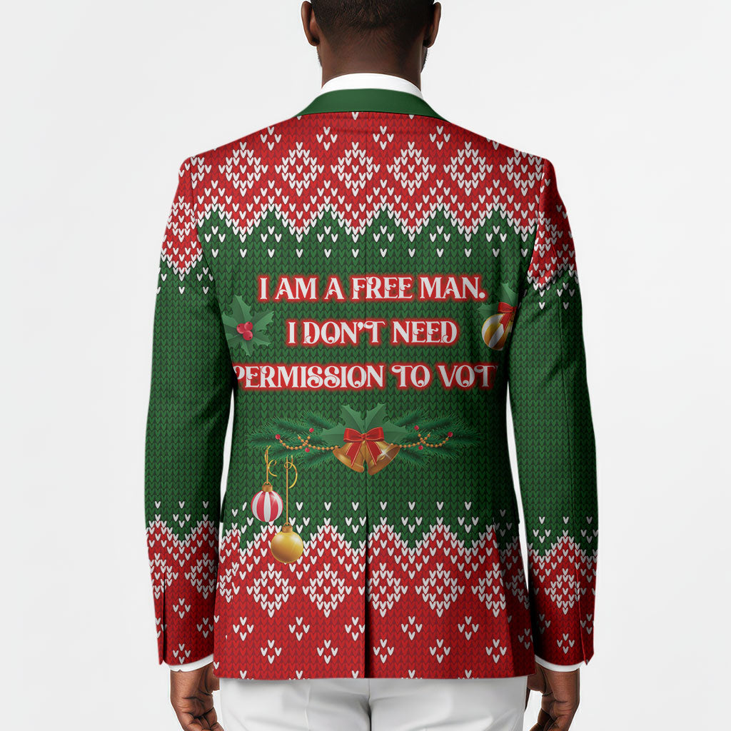 Stokely Carmichael Black Power Christmas Blazer Retro Knit Pattern Civil Rights Voting Quote Art