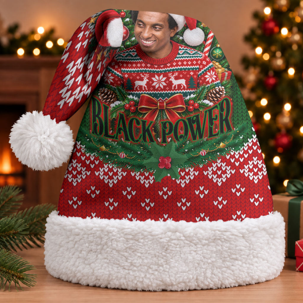 Stokely Carmichael Black Power Christmas Santa Hat Retro Knit Pattern Civil Rights Voting Quote Art