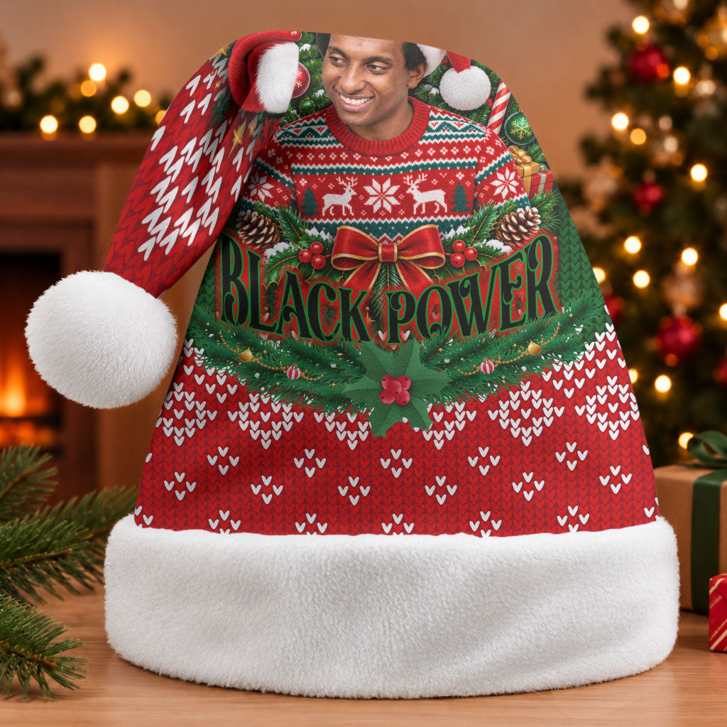 Stokely Carmichael Black Power Christmas Santa Hat Retro Knit Pattern Civil Rights Voting Quote Art
