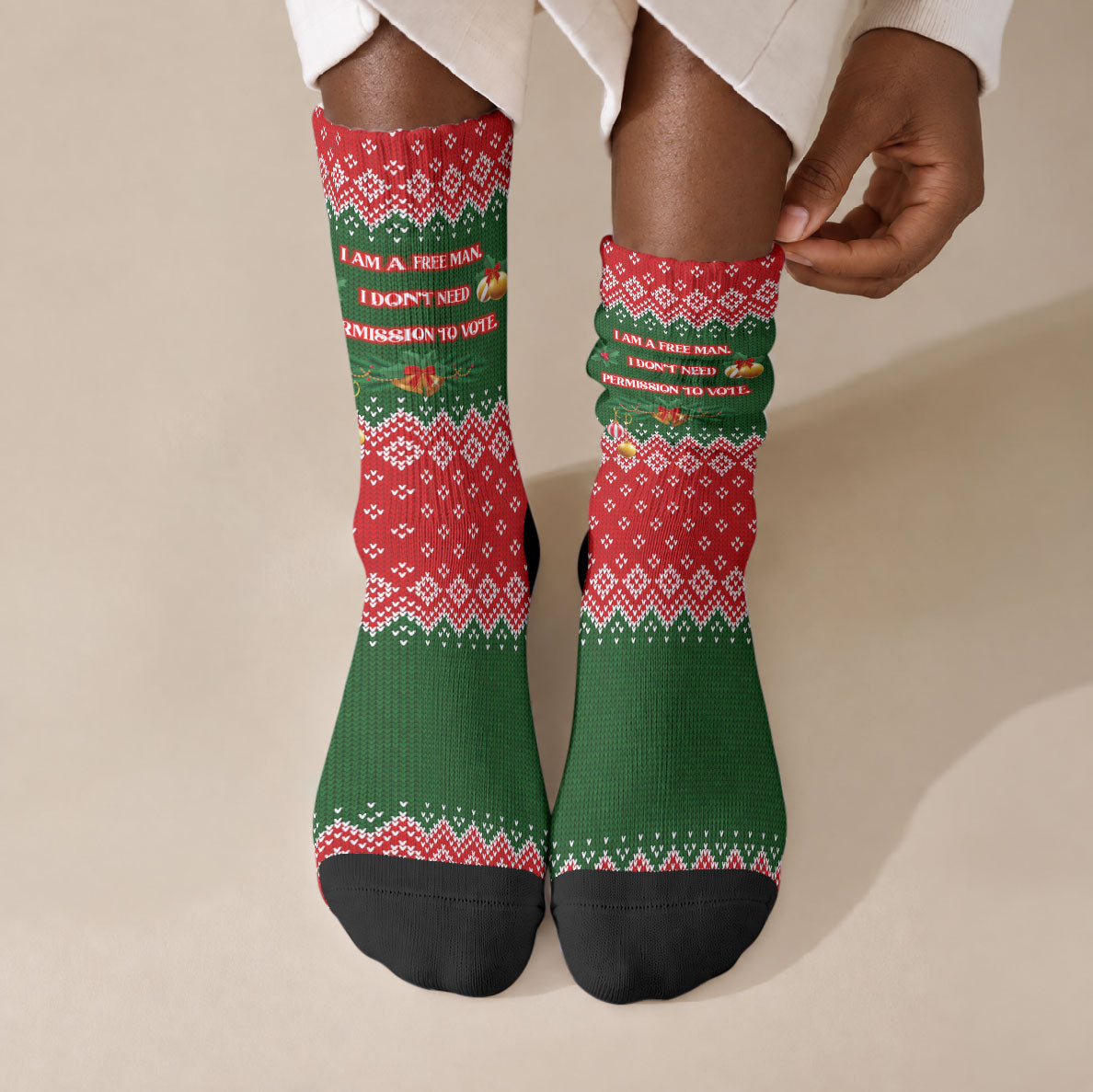 Stokely Carmichael Black Power Christmas Crew Socks Retro Knit Pattern Civil Rights Voting Quote Art