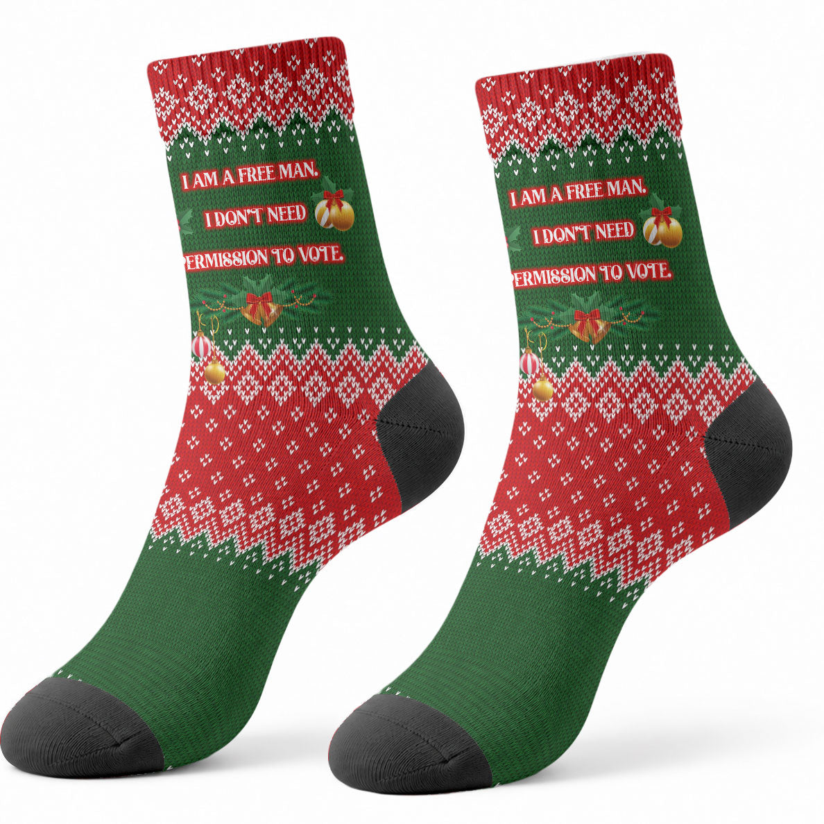 Stokely Carmichael Black Power Christmas Crew Socks Retro Knit Pattern Civil Rights Voting Quote Art