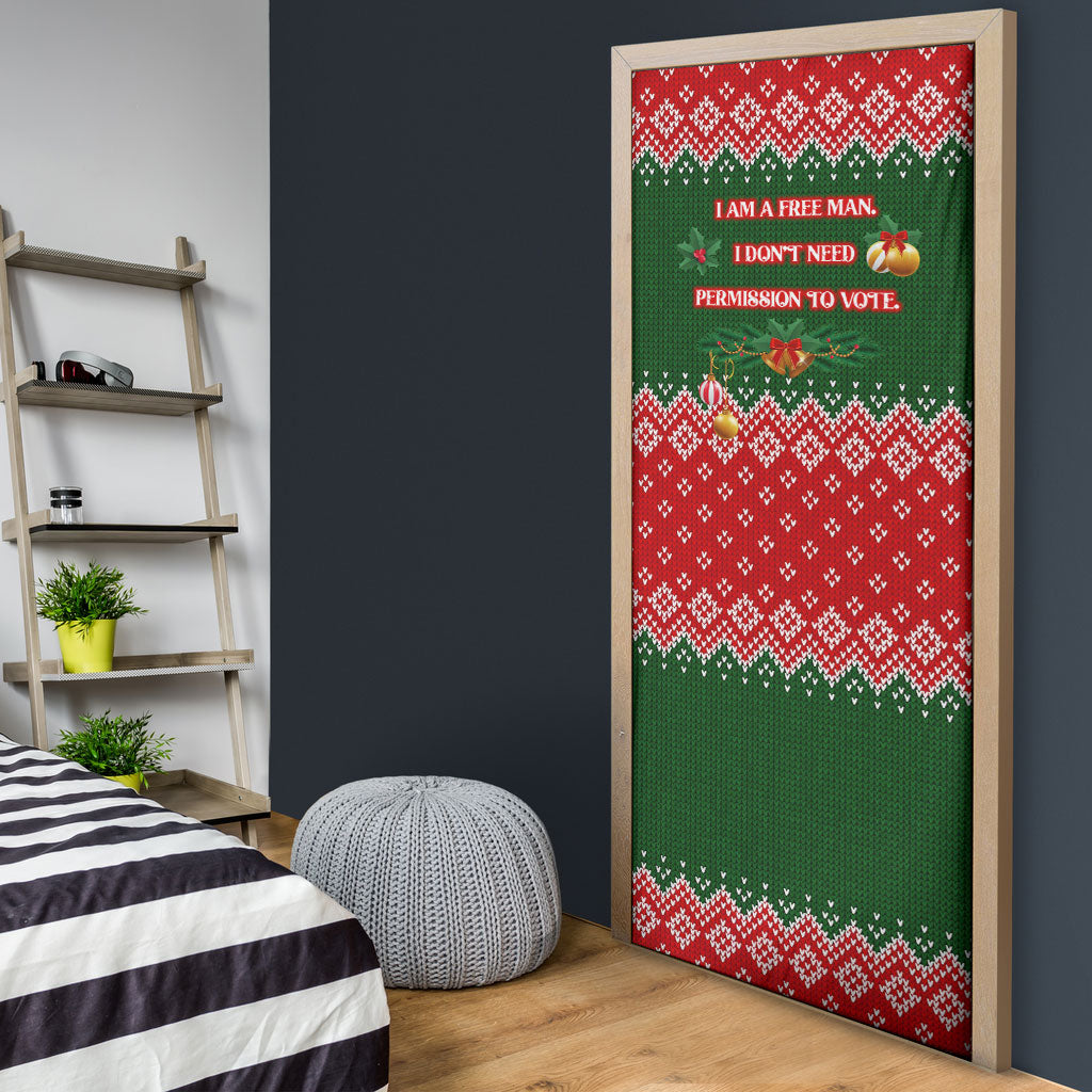 Stokely Carmichael Black Power Christmas Door Cover Retro Knit Pattern Civil Rights Voting Quote Art