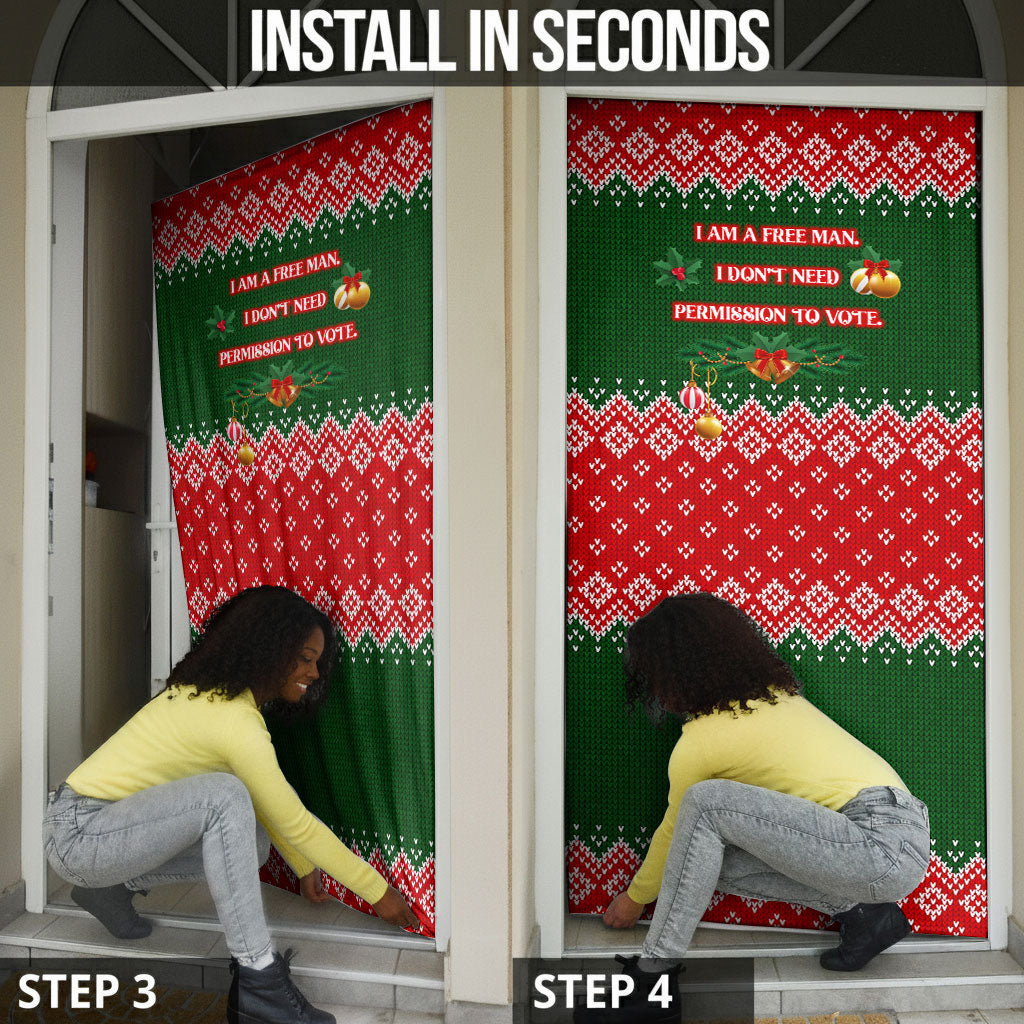 Stokely Carmichael Black Power Christmas Door Cover Retro Knit Pattern Civil Rights Voting Quote Art