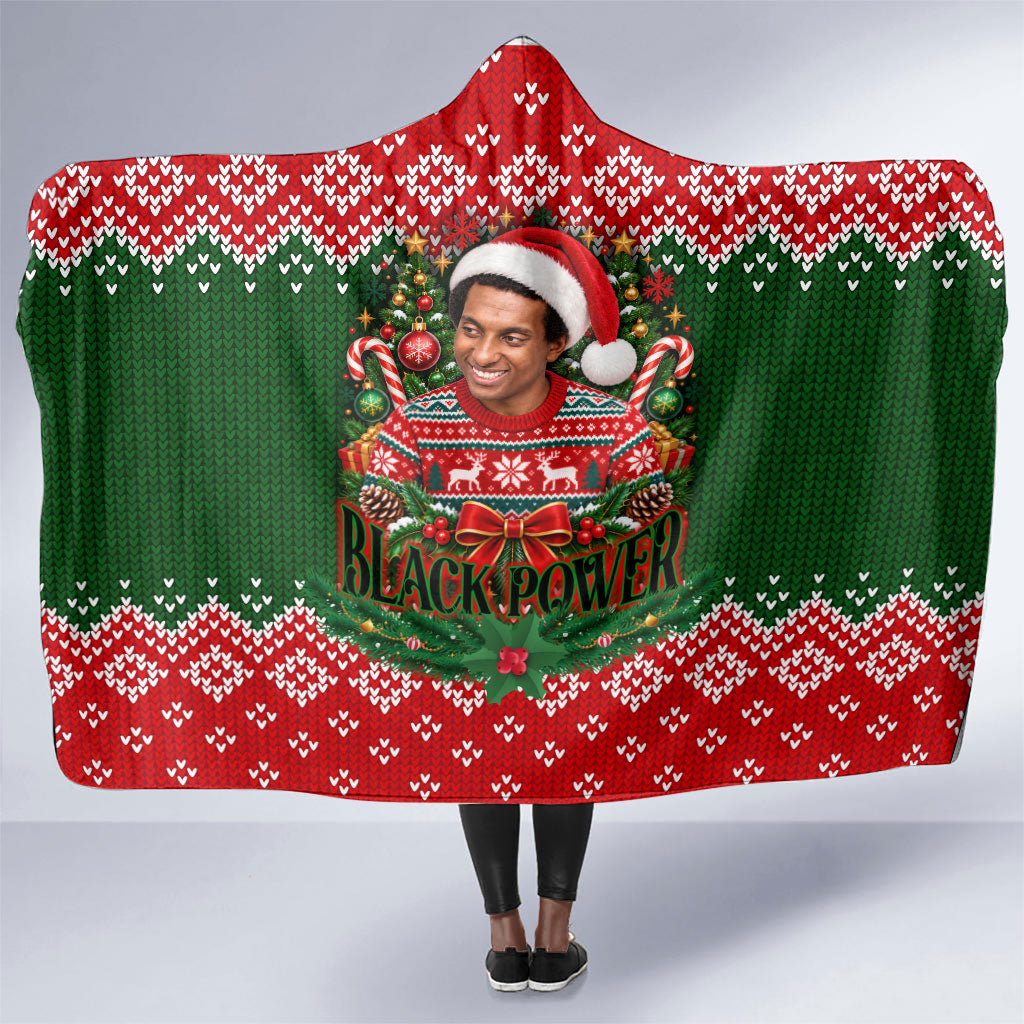 Stokely Carmichael Black Power Christmas Hooded Blanket Retro Knit Pattern Civil Rights Voting Quote Art