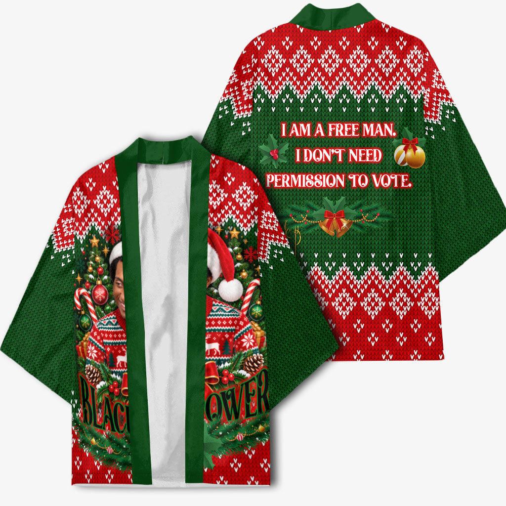 Stokely Carmichael Black Power Christmas Kimono Retro Knit Pattern Civil Rights Voting Quote Art