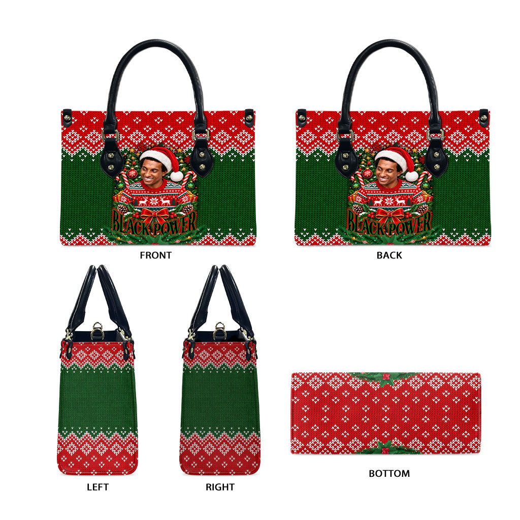 Stokely Carmichael Black Power Christmas Leather Bag Retro Knit Pattern Civil Rights Voting Quote Art