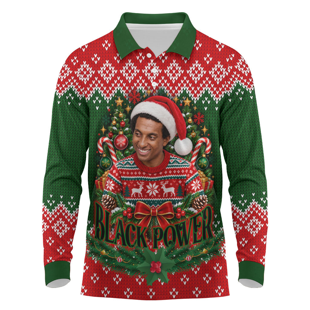 Stokely Carmichael Black Power Christmas Long Sleeve Polo Shirt Retro Knit Pattern Civil Rights Voting Quote Art