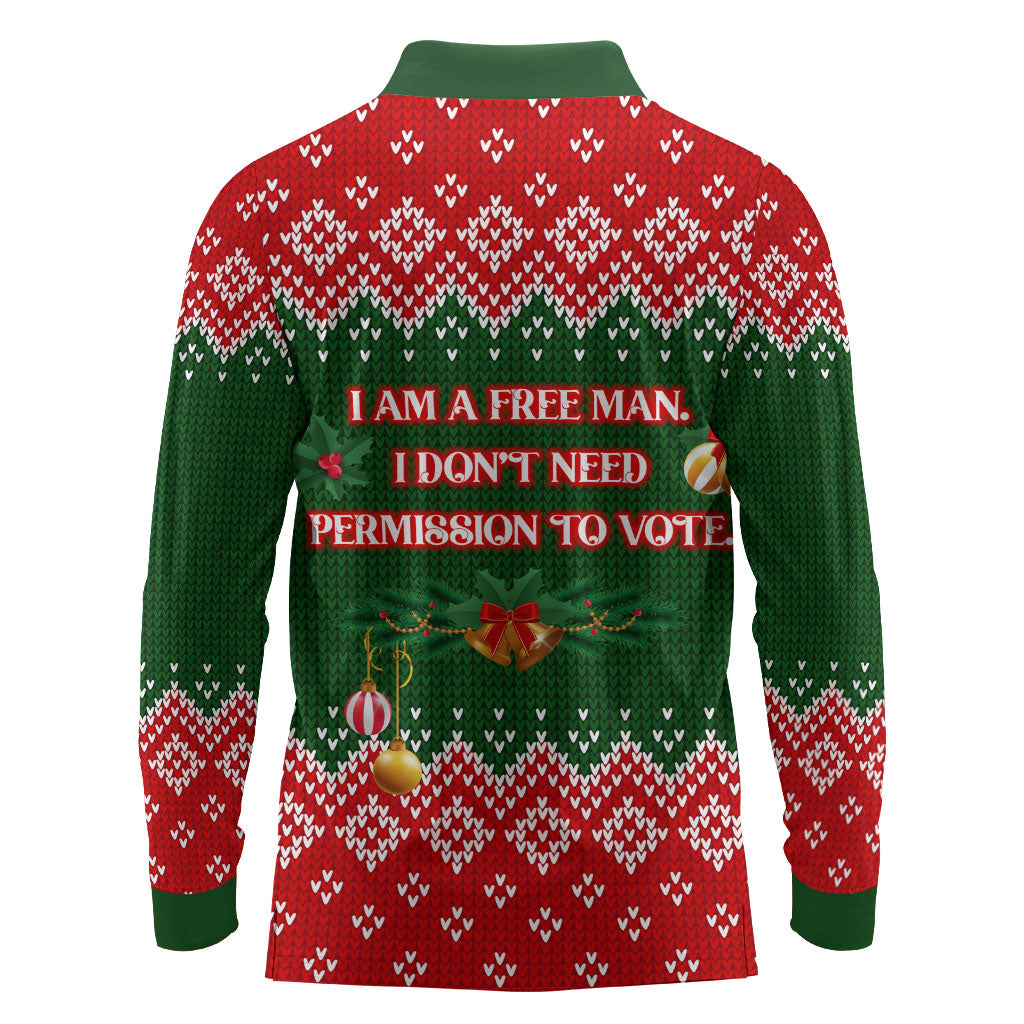Stokely Carmichael Black Power Christmas Long Sleeve Polo Shirt Retro Knit Pattern Civil Rights Voting Quote Art
