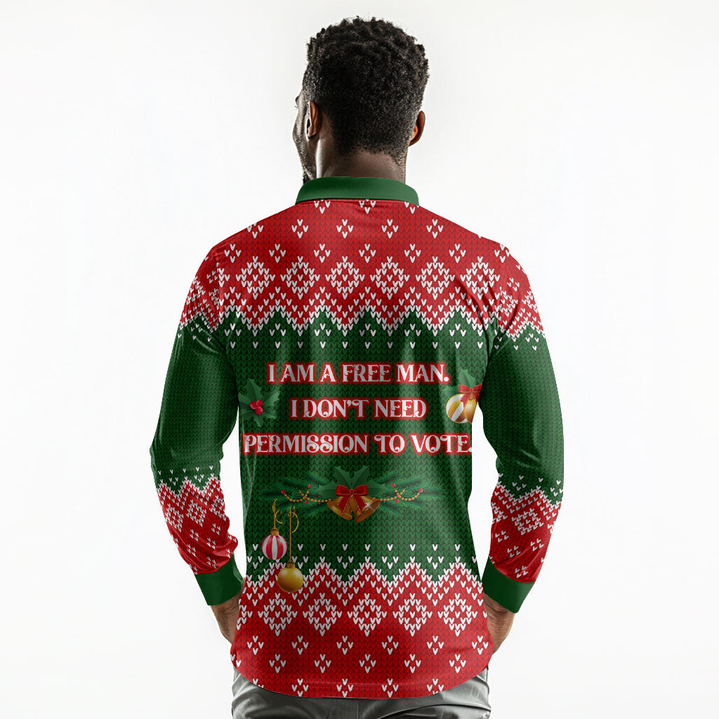 Stokely Carmichael Black Power Christmas Long Sleeve Polo Shirt Retro Knit Pattern Civil Rights Voting Quote Art