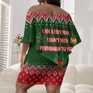 Stokely Carmichael Black Power Christmas Off Shoulder Short Dress Retro Knit Pattern Civil Rights Voting Quote Art