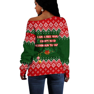 Stokely Carmichael Black Power Christmas Off Shoulder Sweater Retro Knit Pattern Civil Rights Voting Quote Art