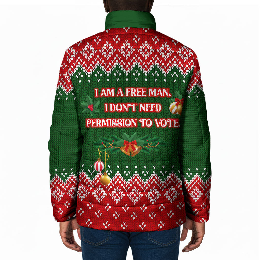 Stokely Carmichael Black Power Christmas Padded Jacket Retro Knit Pattern Civil Rights Voting Quote Art