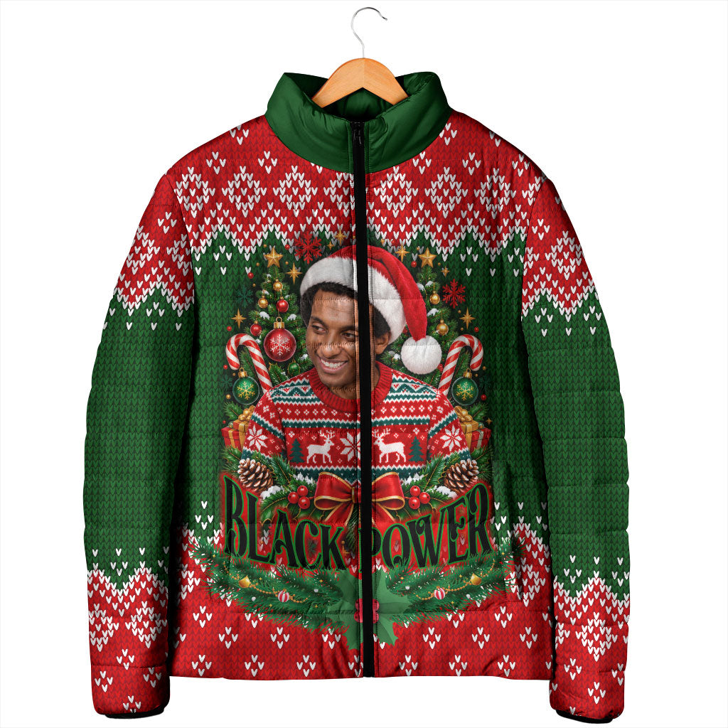 Stokely Carmichael Black Power Christmas Padded Jacket Retro Knit Pattern Civil Rights Voting Quote Art