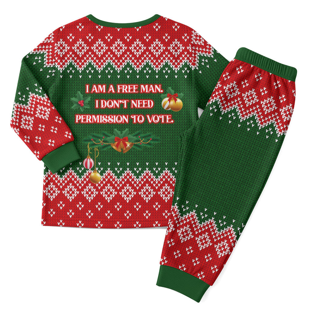 Stokely Carmichael Black Power Christmas Pajama Set Retro Knit Pattern Civil Rights Voting Quote Art