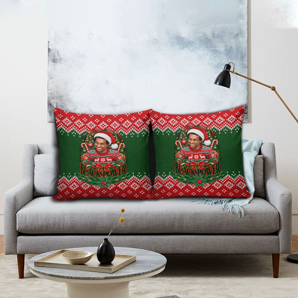 Stokely Carmichael Black Power Christmas Pillow Cover Retro Knit Pattern Civil Rights Voting Quote Art