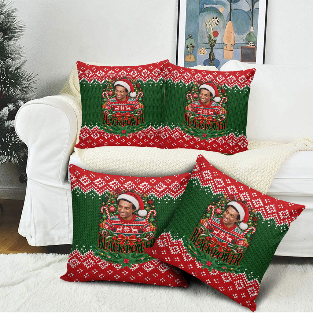Stokely Carmichael Black Power Christmas Pillow Cover Retro Knit Pattern Civil Rights Voting Quote Art
