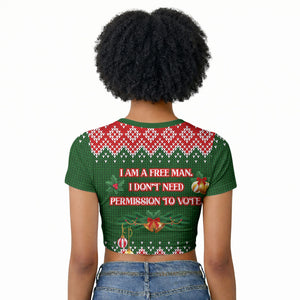 Stokely Carmichael Black Power Christmas Raglan Cropped T shirt Retro Knit Pattern Civil Rights Voting Quote Art