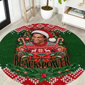Stokely Carmichael Black Power Christmas Round Carpet Retro Knit Pattern Civil Rights Voting Quote Art