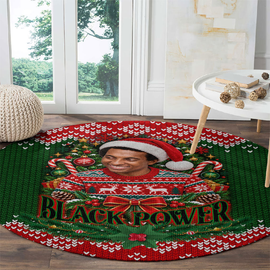 Stokely Carmichael Black Power Christmas Round Carpet Retro Knit Pattern Civil Rights Voting Quote Art