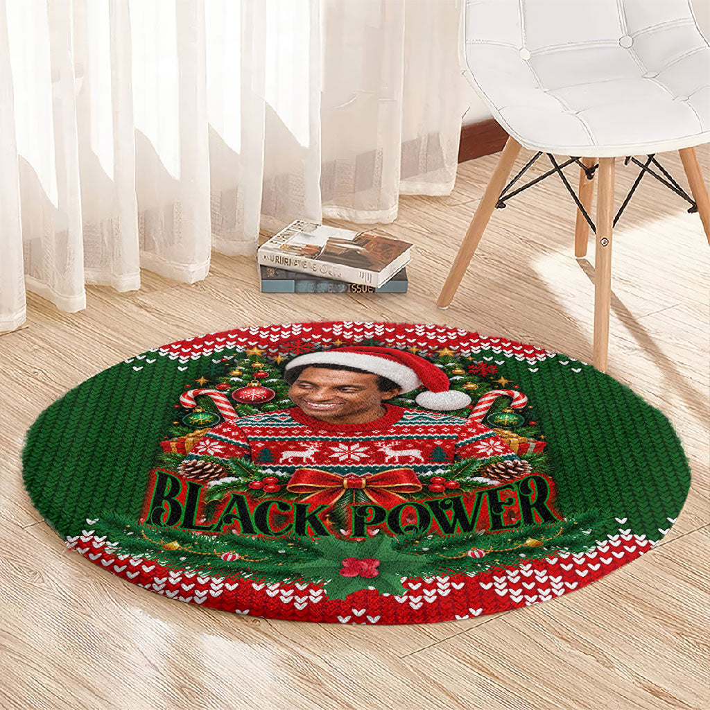 Stokely Carmichael Black Power Christmas Round Carpet Retro Knit Pattern Civil Rights Voting Quote Art