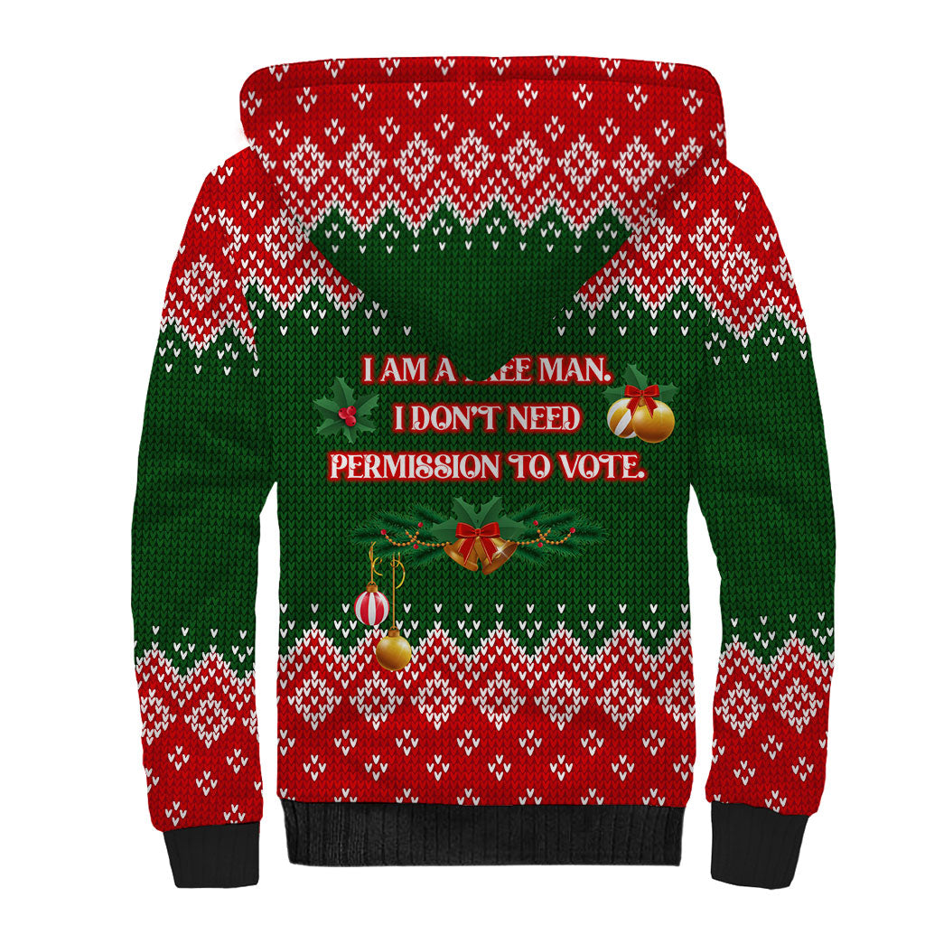Stokely Carmichael Black Power Christmas Sherpa Hoodie Retro Knit Pattern Civil Rights Voting Quote Art