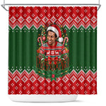 Stokely Carmichael Black Power Christmas Shower Curtain Retro Knit Pattern Civil Rights Voting Quote Art
