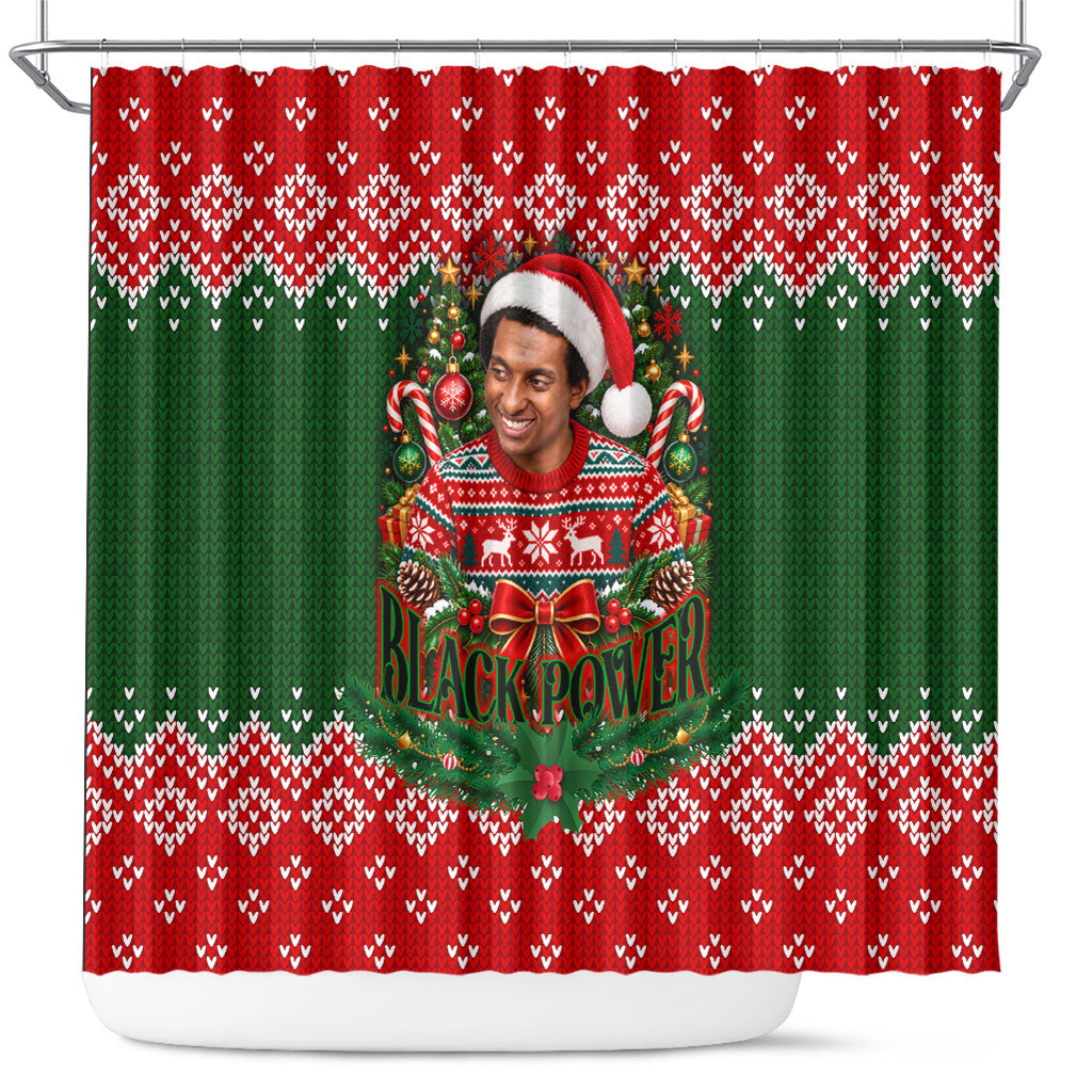 Stokely Carmichael Black Power Christmas Shower Curtain Retro Knit Pattern Civil Rights Voting Quote Art