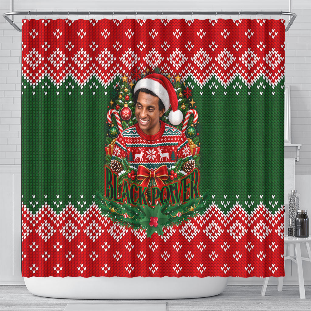 Stokely Carmichael Black Power Christmas Shower Curtain Retro Knit Pattern Civil Rights Voting Quote Art