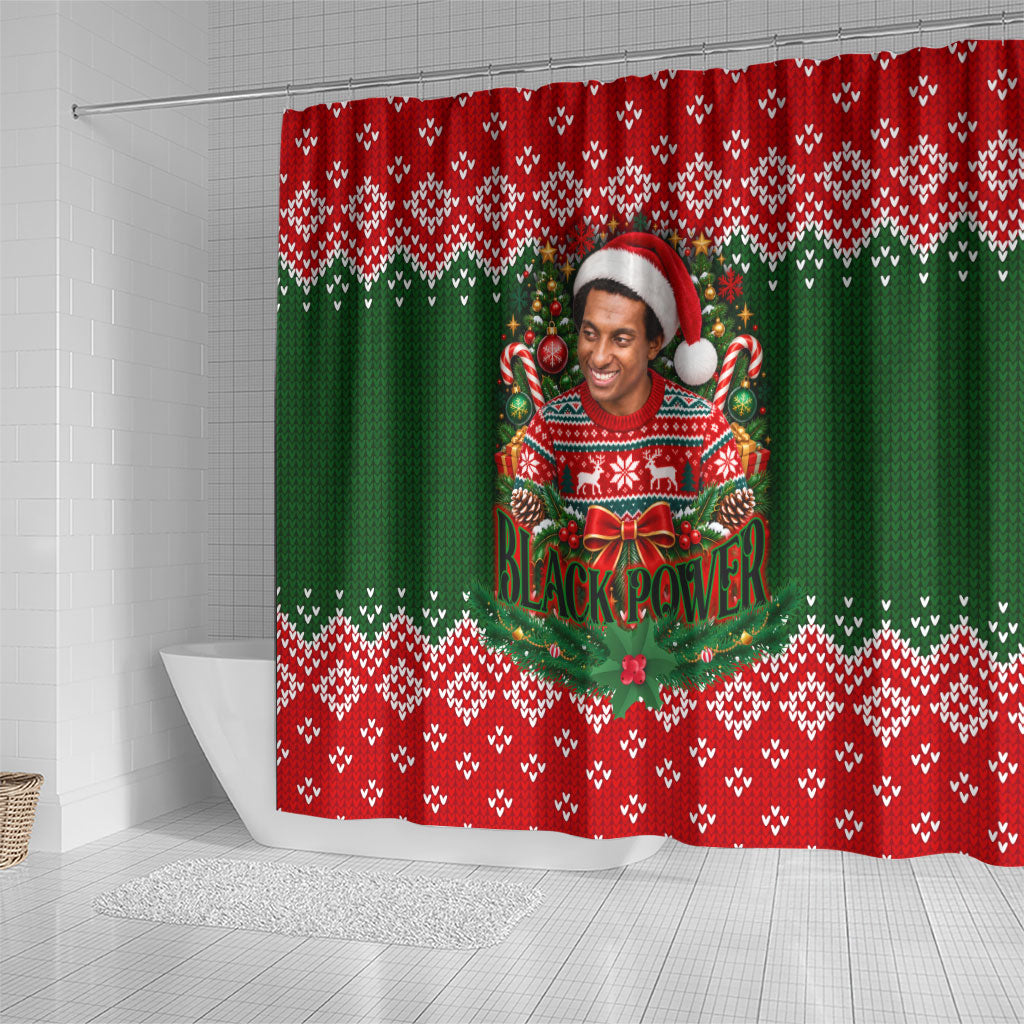 Stokely Carmichael Black Power Christmas Shower Curtain Retro Knit Pattern Civil Rights Voting Quote Art