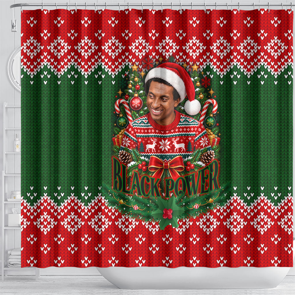 Stokely Carmichael Black Power Christmas Shower Curtain Retro Knit Pattern Civil Rights Voting Quote Art