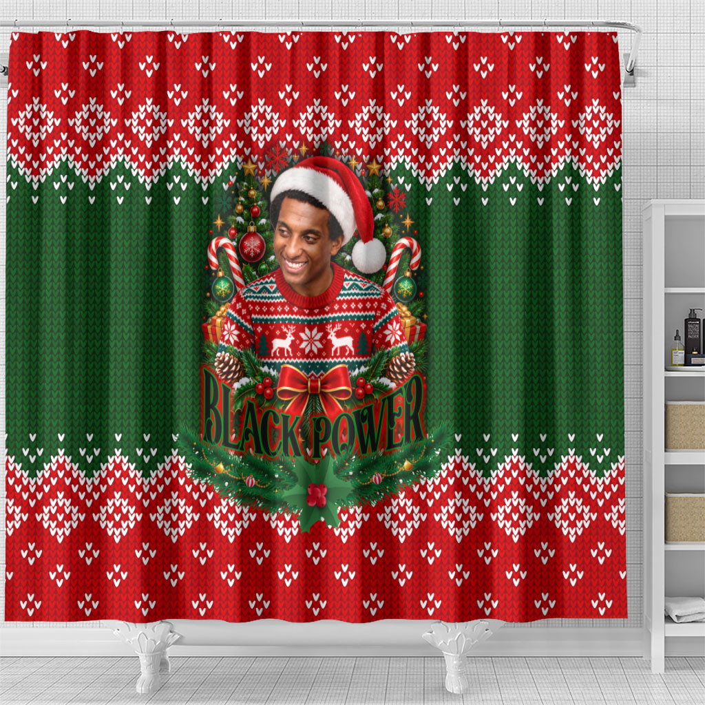 Stokely Carmichael Black Power Christmas Shower Curtain Retro Knit Pattern Civil Rights Voting Quote Art